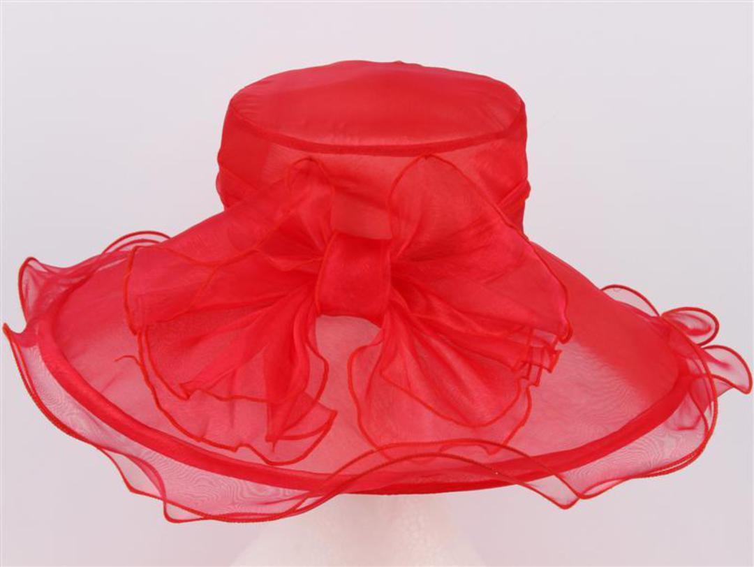 Picture hat organza with bow red Code:HS/1004 image 0